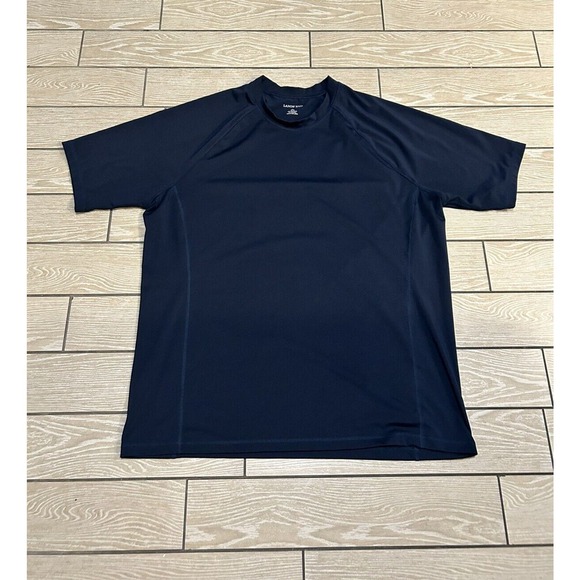 LANDS END XL 46-48 Short Sleeve Swim Rash Guard Mens NAVY BLUE D24 - Picture 1 of 3